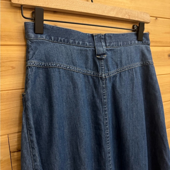 VNTG First Issue Small Cottagecore Prairie Denim Cotton Button Front Midi Skirt - Picture 5 of 9